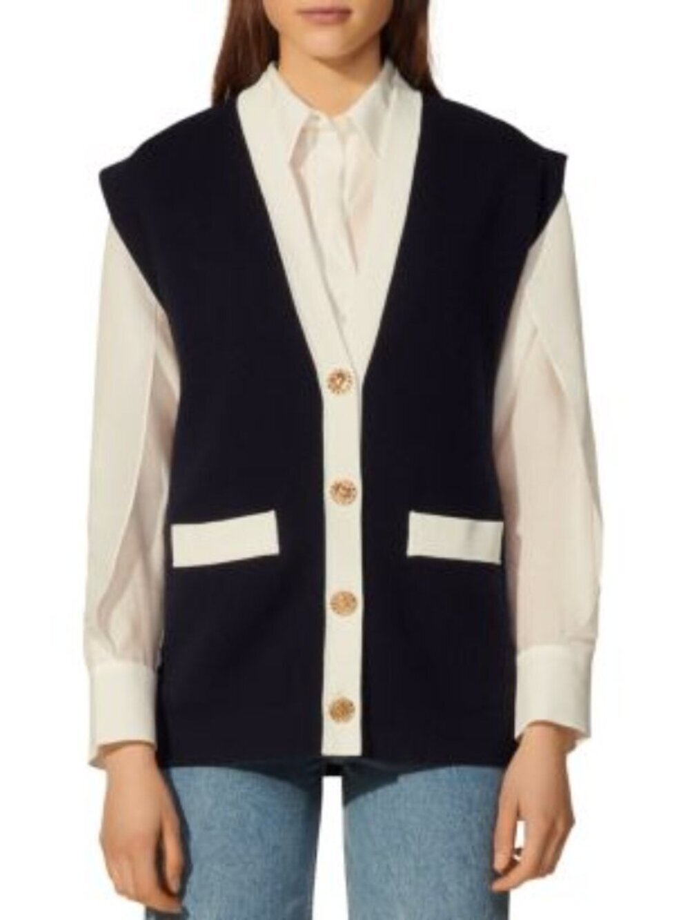 Sandro Myriam Oversized Sleeveless Cardigan Size 0 US XS